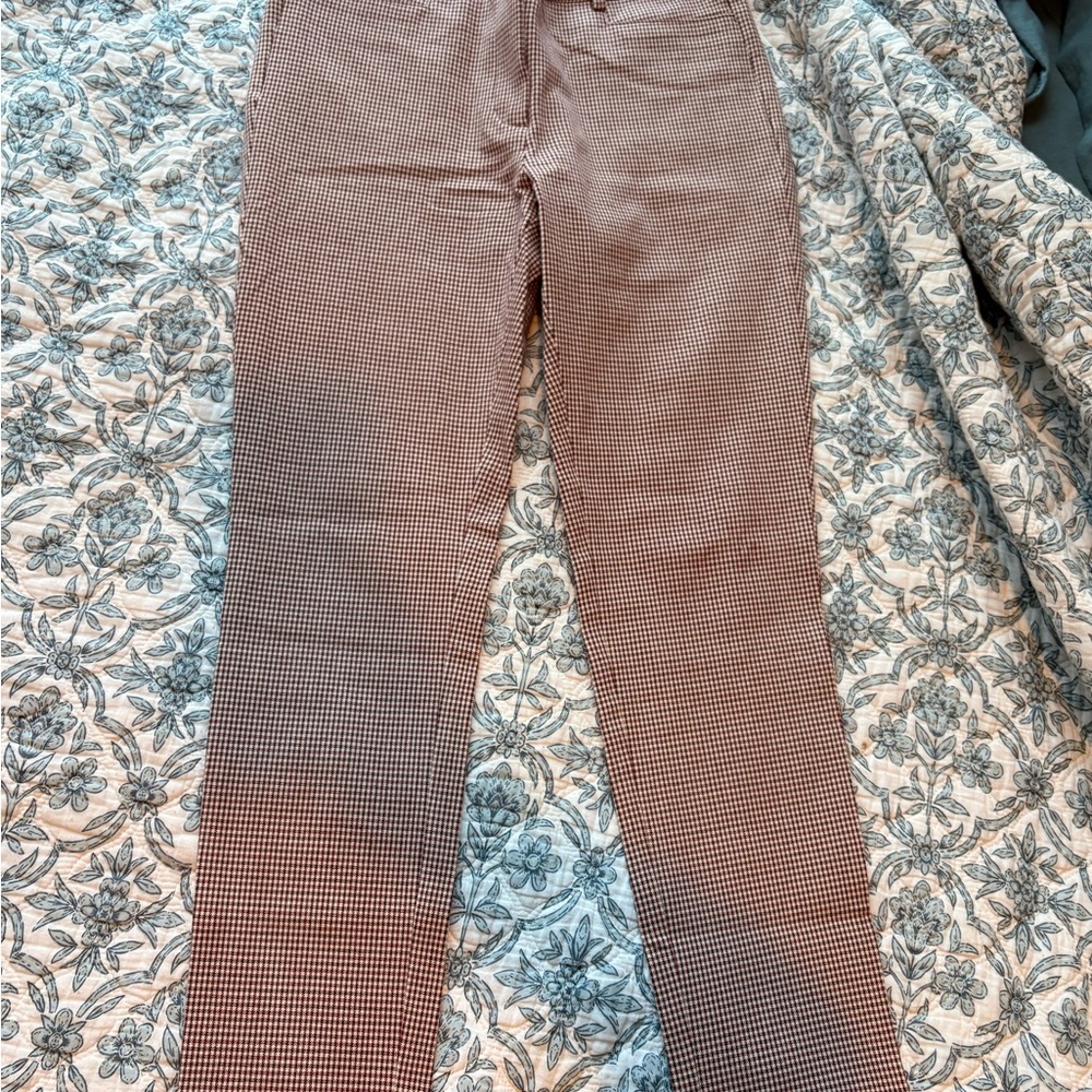 LOFT Beige Checkered Skinny Pants